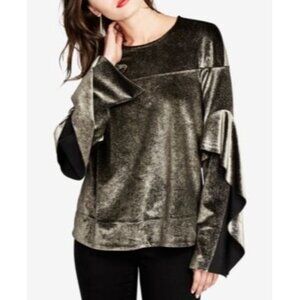 Rachel Rachel Roy Ruffle-Trim Blouse, XS,‎ Gold